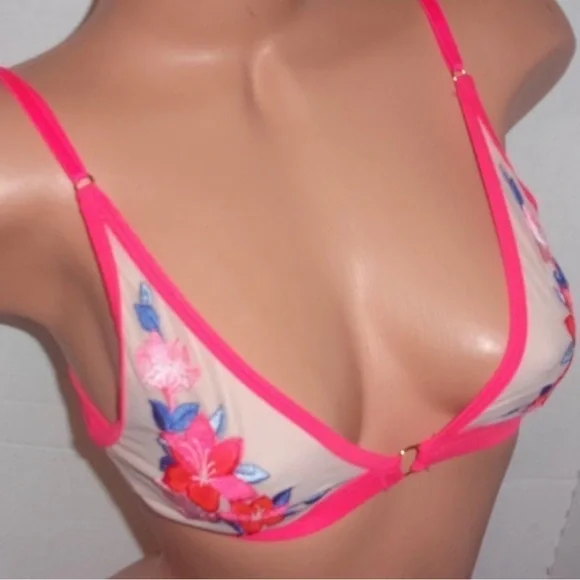 New-Victoria’s Secret neon Luau Hawaiian flower Triangle Bra SM - Picture 4 of 5